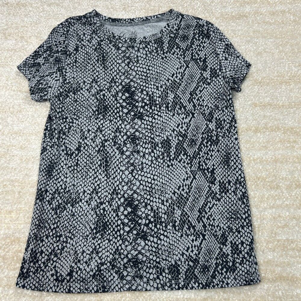 Cold Crush Top Womens S Snake Print Short Sleeve Crew Neck Fit Tee Gray